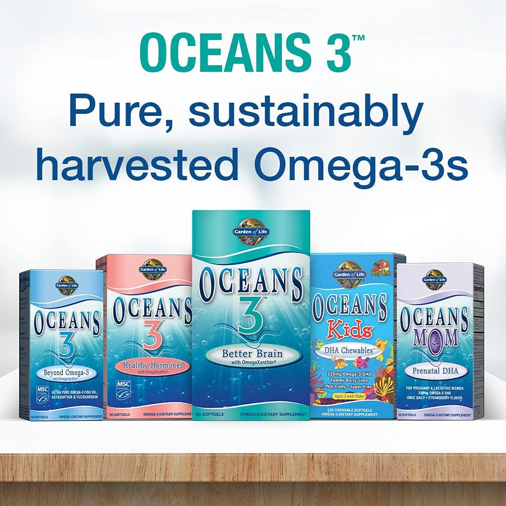 Garden of Life Ultra Pure EPA/DHA Omega 3 Fish Oil - Oceans 3 Beyond Omega 3 Supplement with Antioxidants, 60 Softgels
