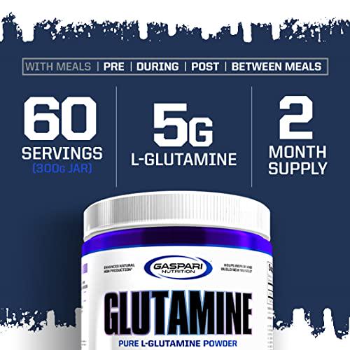 Gaspari Nutrition, Glutamine, Pure L-Glutamine Powder, Perfect Pre Workout, Post Workout and Recovery, Micronized Glutamine Powder (60 Servings, Unflavored)