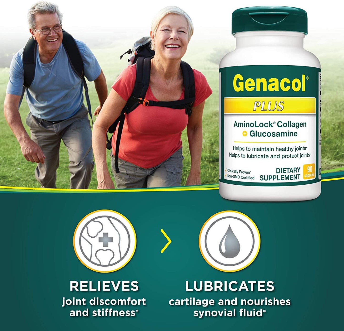Genacol - AminoLock Collagen Plus with Added Glucosamine - 90 Capsules