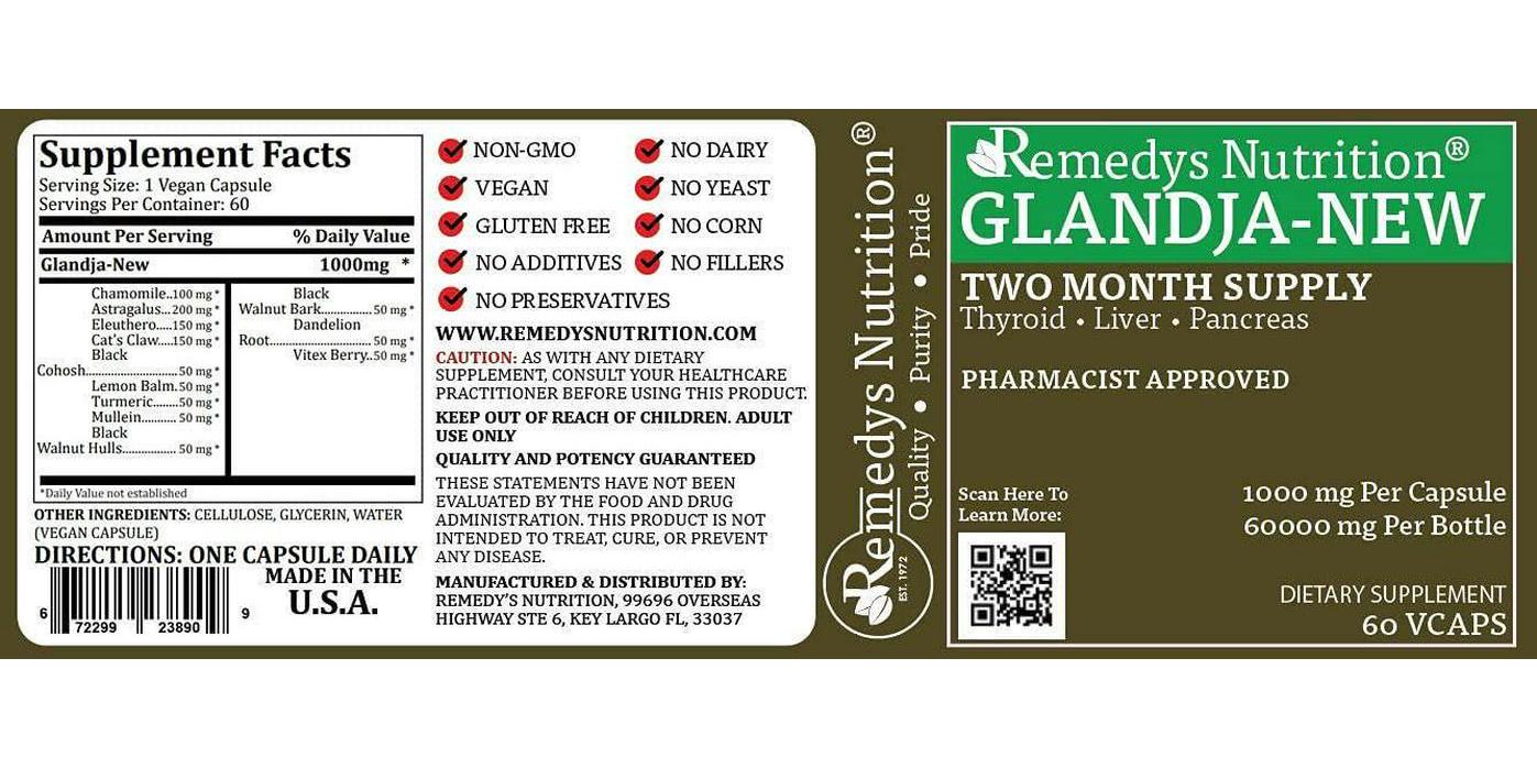 Gland-Ja-New Remedy's Nutrition MEGA Strength 1,000 mg per Capsule/60,000 mg per Bottle Vegan