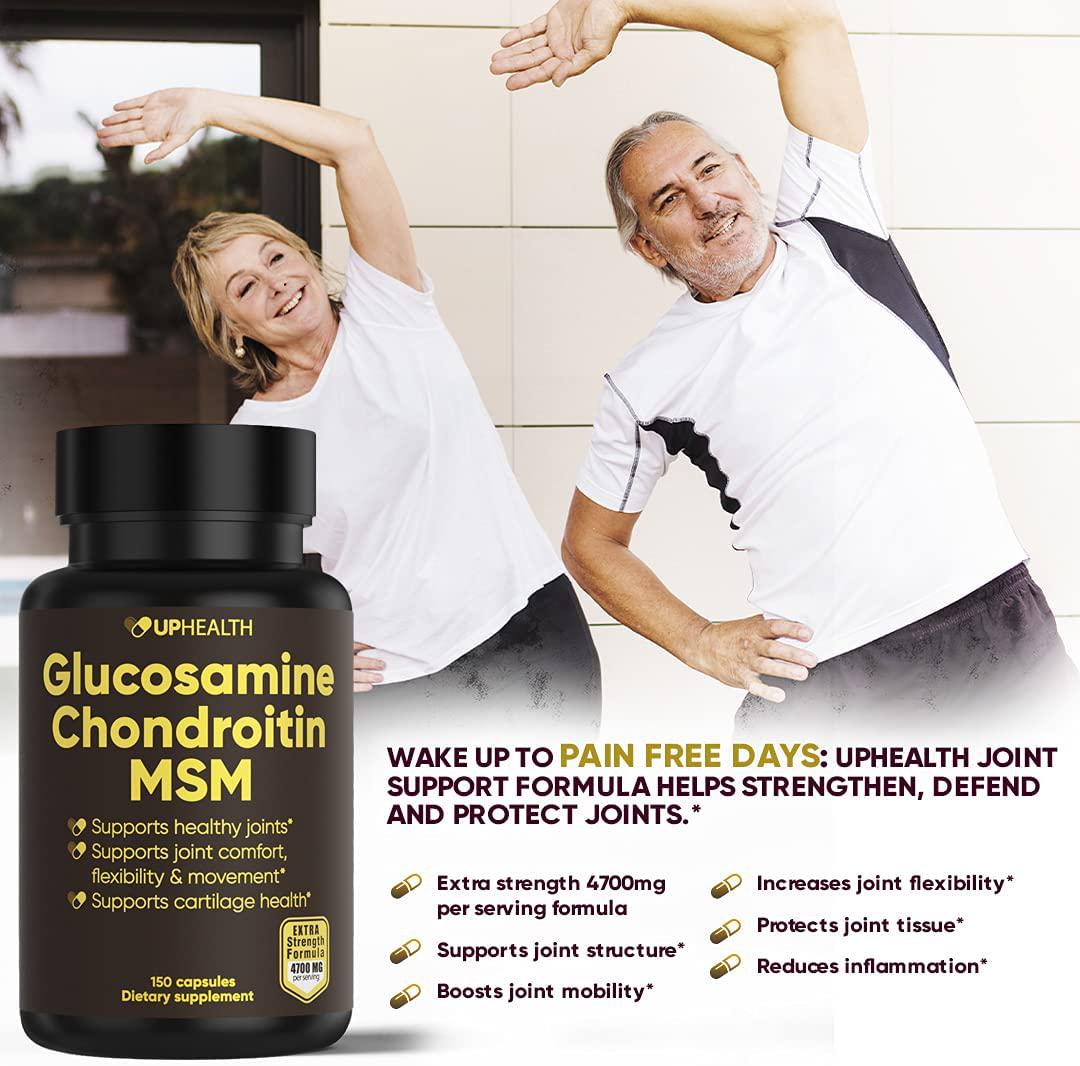 Glucosamine Chondroitin MSM Extra Strength 4700mg Per Serving, Complete Supplement for Joint Health, Cartilage Support, Strength, Flexibility and Mobility, Anti Inflammatory, Non-GMO, 150 caps