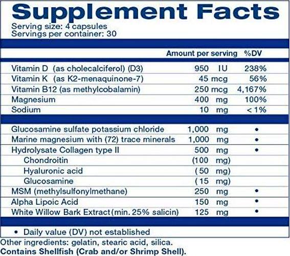 Glucosamine, Collagen, MSM and Chondroitin Joint Support Supplement for Joint Relief, Health and Comfort by Super Joint Support - Perfect for achy Knees and Hands. 120 Count