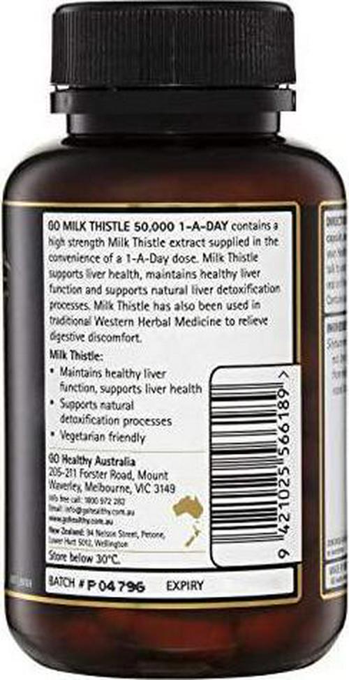 Go Healthy Milk Thistle 50,000 60 Vegecapsules, White (Pack of 1)