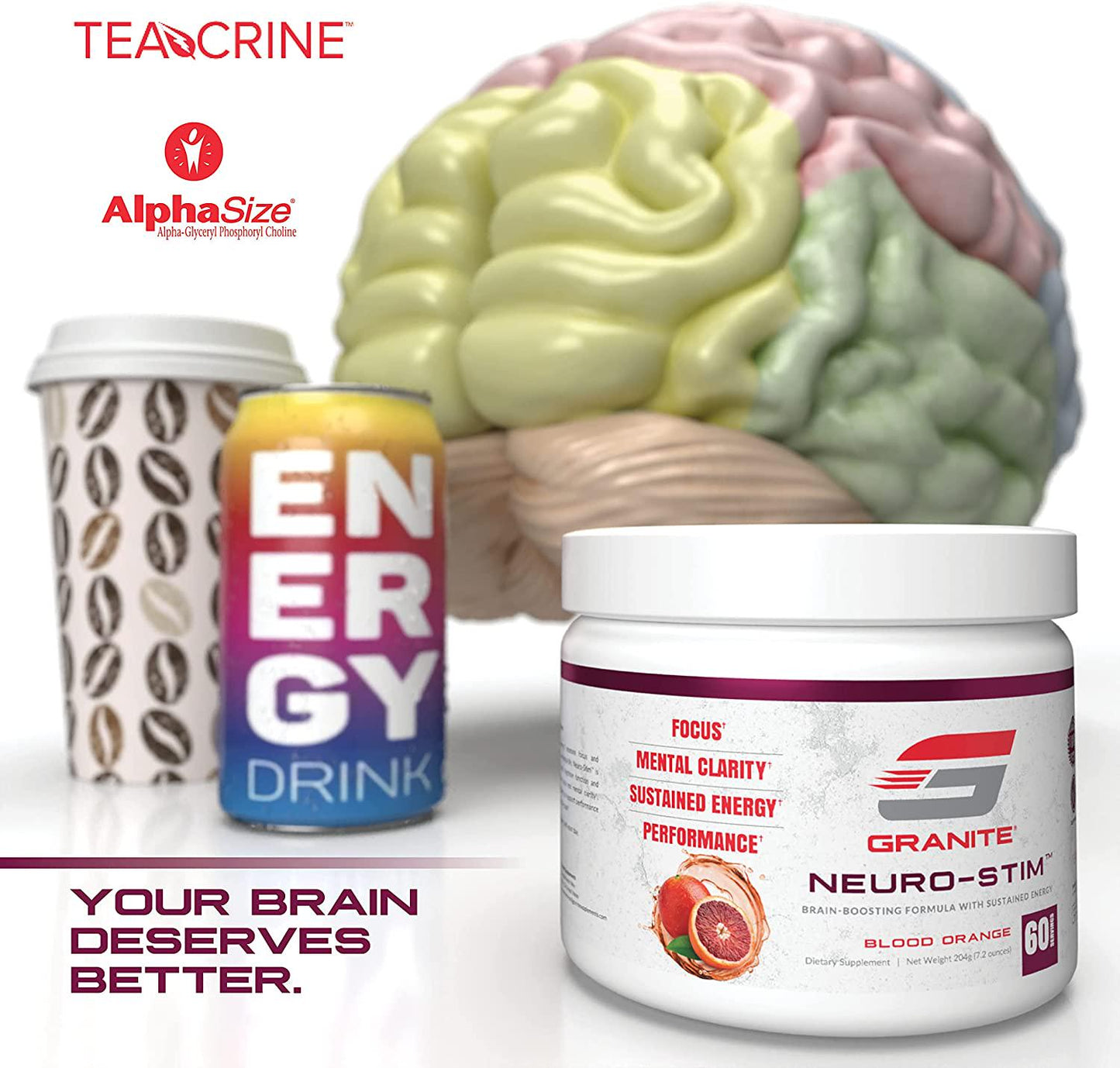 Granite Neuro-Stim (Blood Orange) Brain Boosting Nootropic + Energy Formula | Supports Healthy Mental Focus, Clarity and Performance | Vegan, Soy Free, Gluten Free (60 Servings)