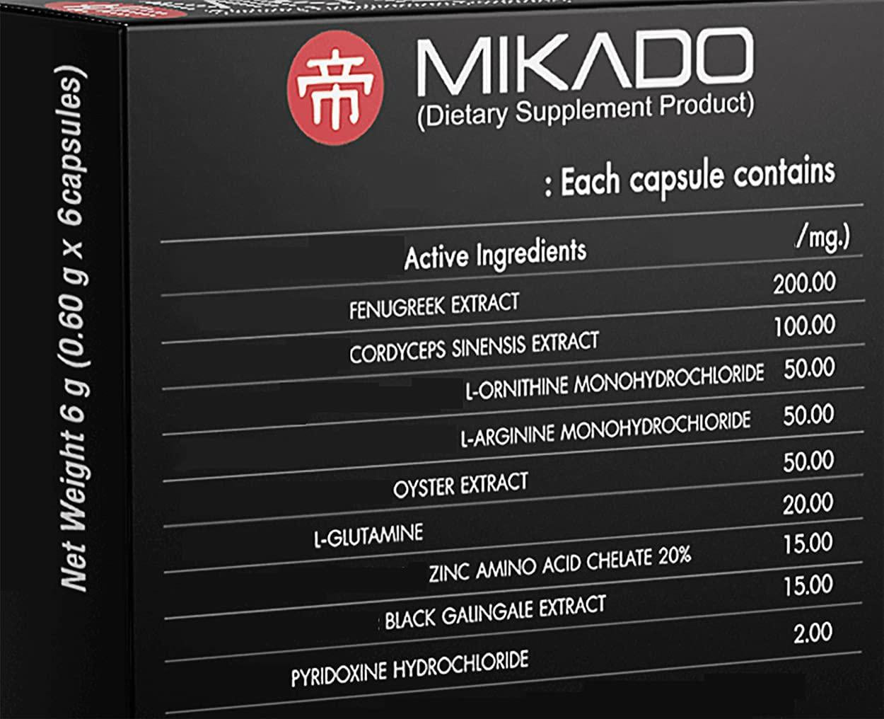 HULX Mikado 6 Caps Men Energy and Power Booster Vitamins Health Supplement Capsules Men's Healthy Formula, Heart, Increasing Stronger and More Lasting Time, Natural Food Organic Herbal Extracts for Male