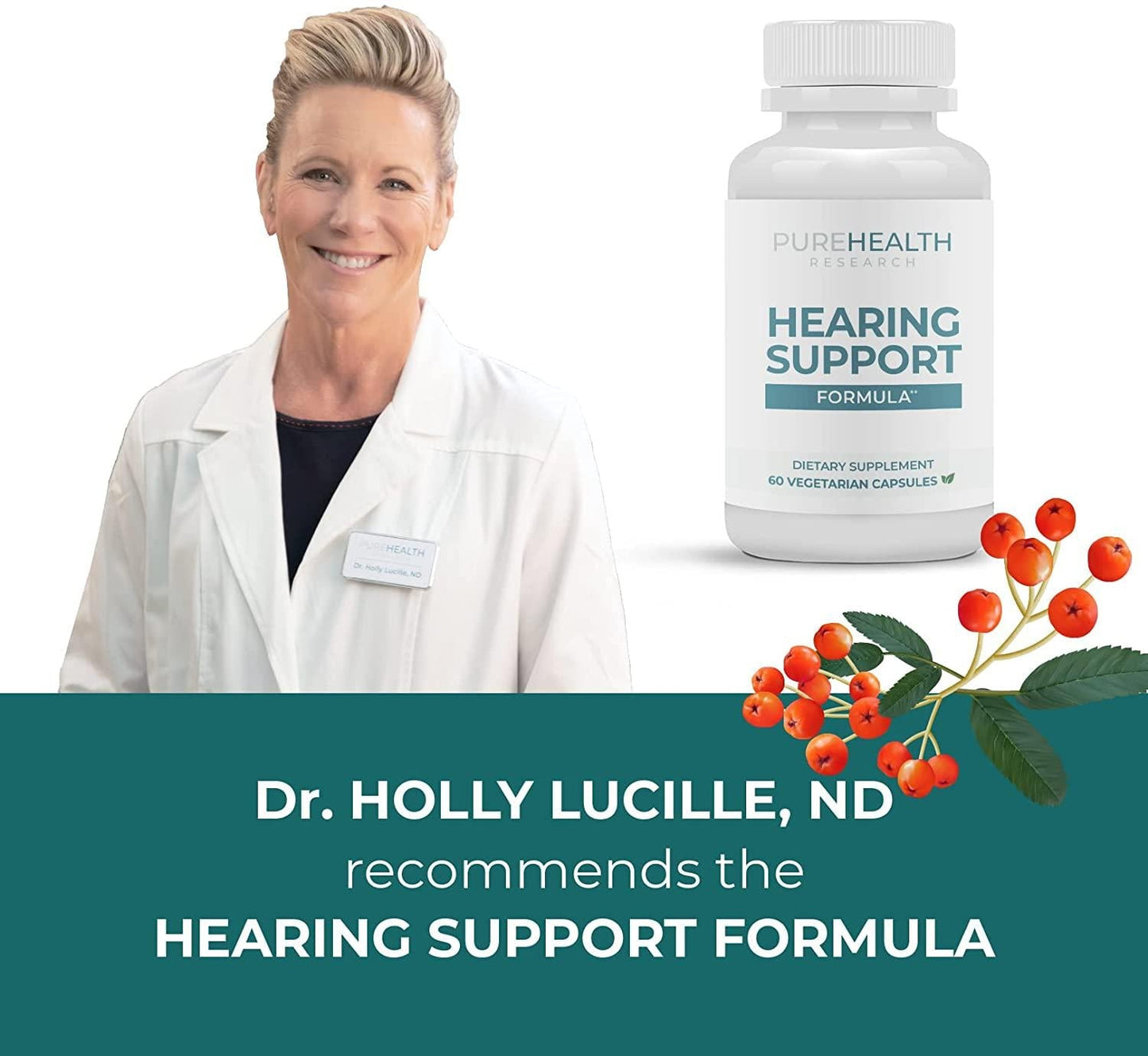 Hearing Support by PureHealth Research Ð Supports Healthy Middle and Inner Ear Structures, Including Cilia, Nerves, Hormone Levels and Blood Supply, 6 Bottles