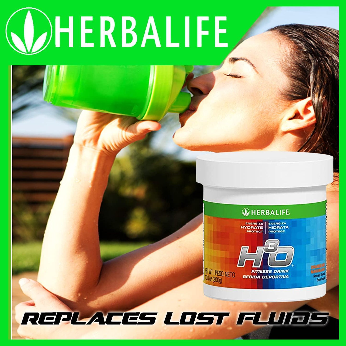 Herbalife H³O Fitness Drink: Orangeade Canister 10.6 Oz (300g), Carbohydrate blend for immediate energy, Energize, Hydrate, Protect, Naturally Flavored