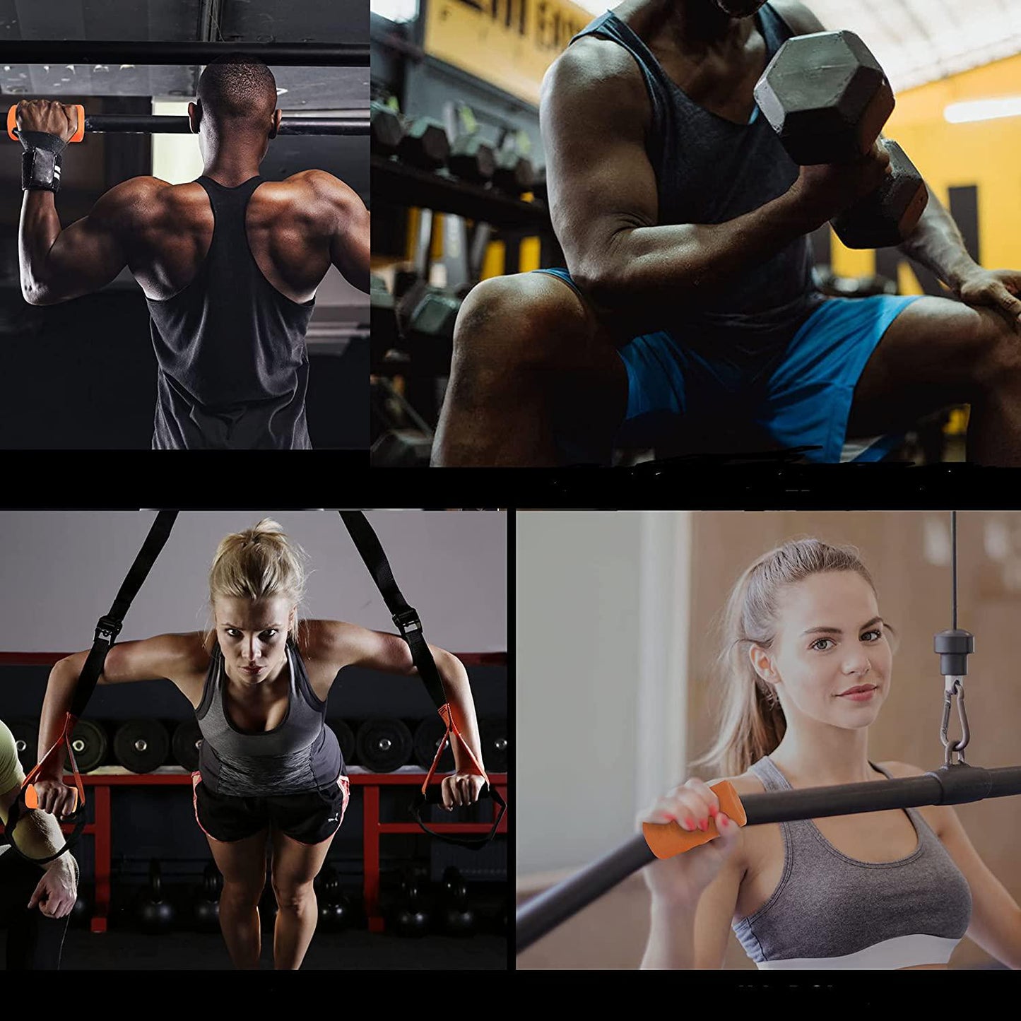 Hikeen Thick Bar Dumbbell Grips,Non Slip Hard Rubber Barbell Grips, Grips for Weight Lifting, Muscle Building-2 Outer Diameter