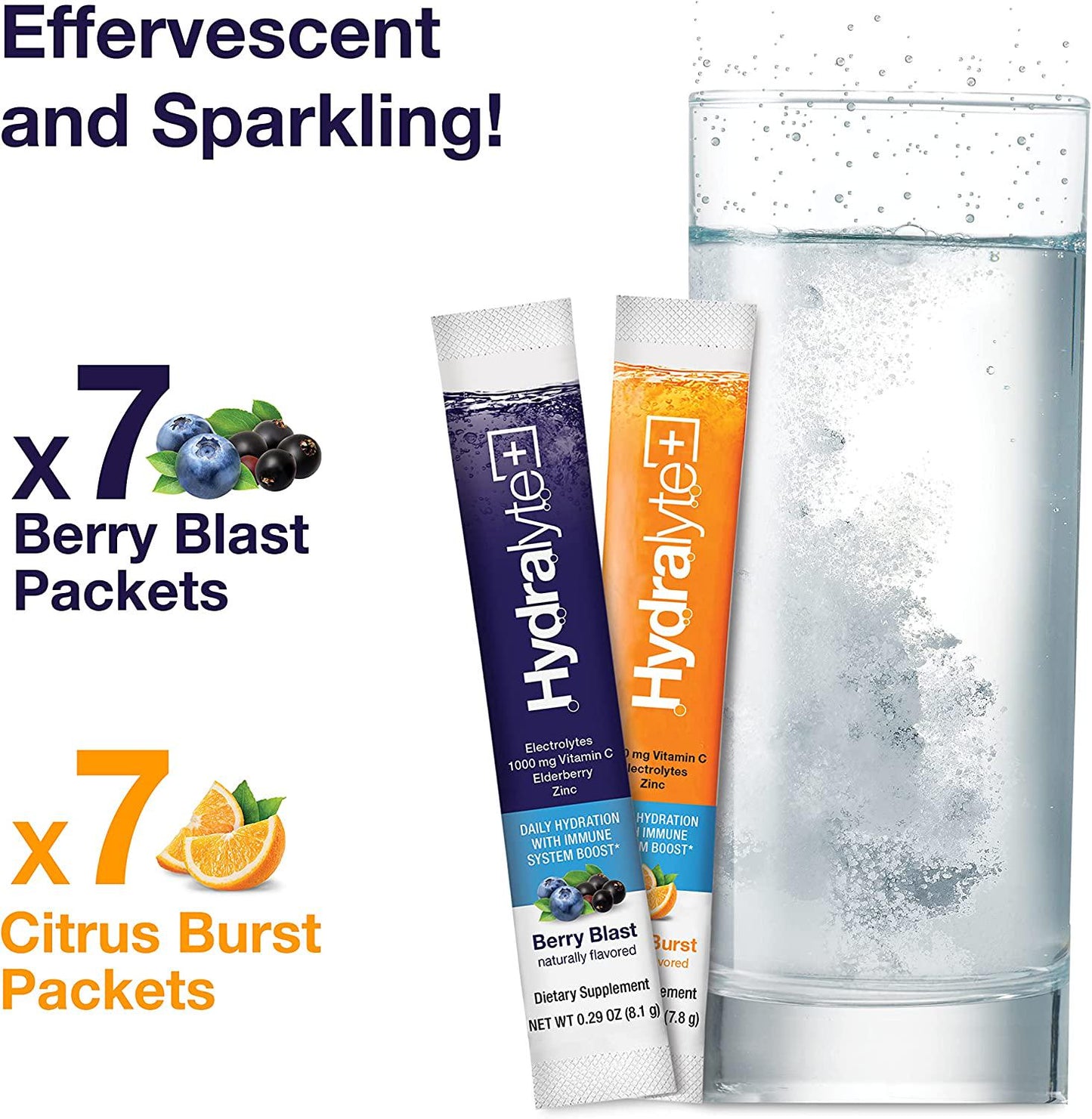 Hydralyte Immunity - Electrolyte Powder Packets | Variety Hydration Packets for Immune Supoport with Elderberry and Vitamin C | Hydration Powder with Zinc and Electrolytes | (8oz Serving, 20 Count)