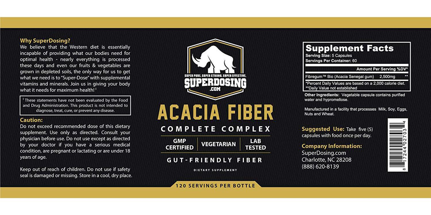 IBS Friendly, Organic Acacia Senegal Fiber Capsules 300 Pack. Natural Soluble Fiber Supplement Pill Promotes Gut Health. Vegan Prebiotic Ideal for Sensitive Stomachs. Stop Diarrhea and Constipation