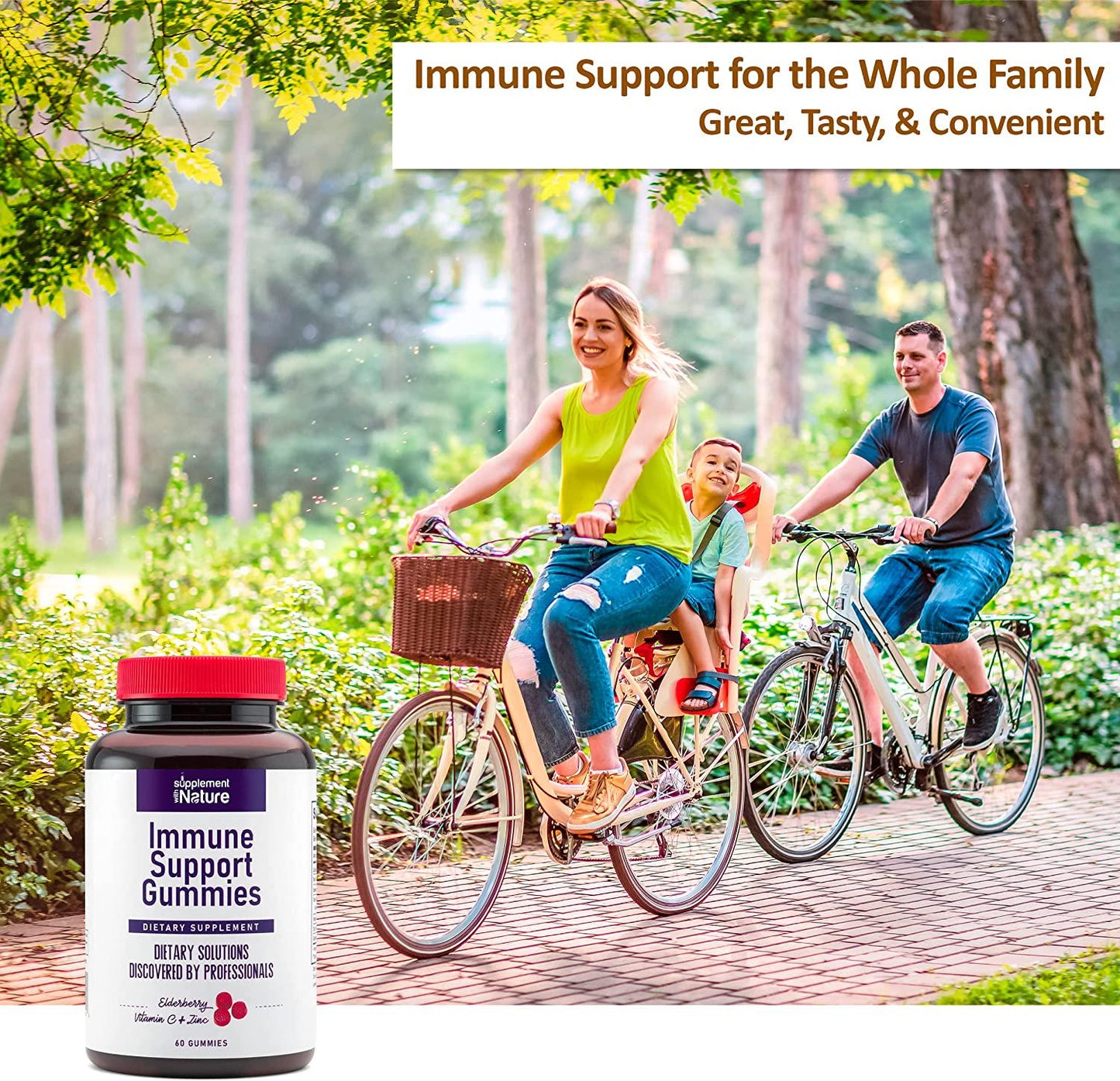 Immune Support Gummies - Sambucus Elderberry Gummies with Vitamin C and Zinc - Immunity Booster Elderberry Gummies for Adults - Yummy and Chewable Vitamin C Gummies - 60 Count