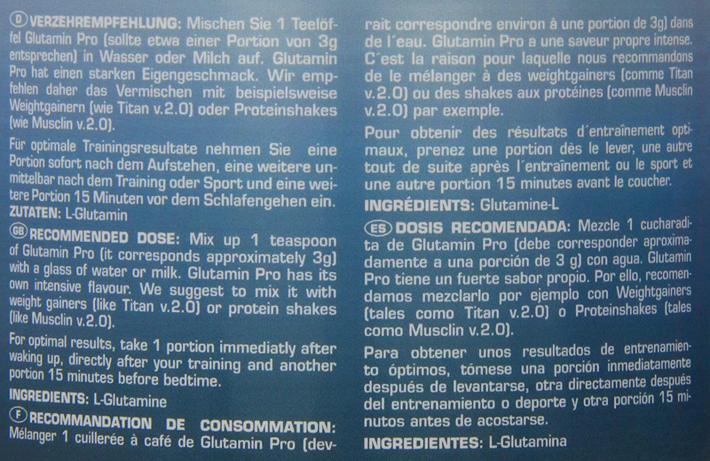 Ironmaxx 500g Glutamin Pro Powder