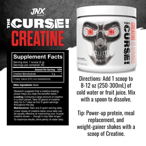 JNX SPORTS The Curse! Creatine - Creatine Monohydrate Powder 5g - Premium Creatine for Muscle Growth, Increased Strength and Athletic Performance - 60 Servings, Unflavored