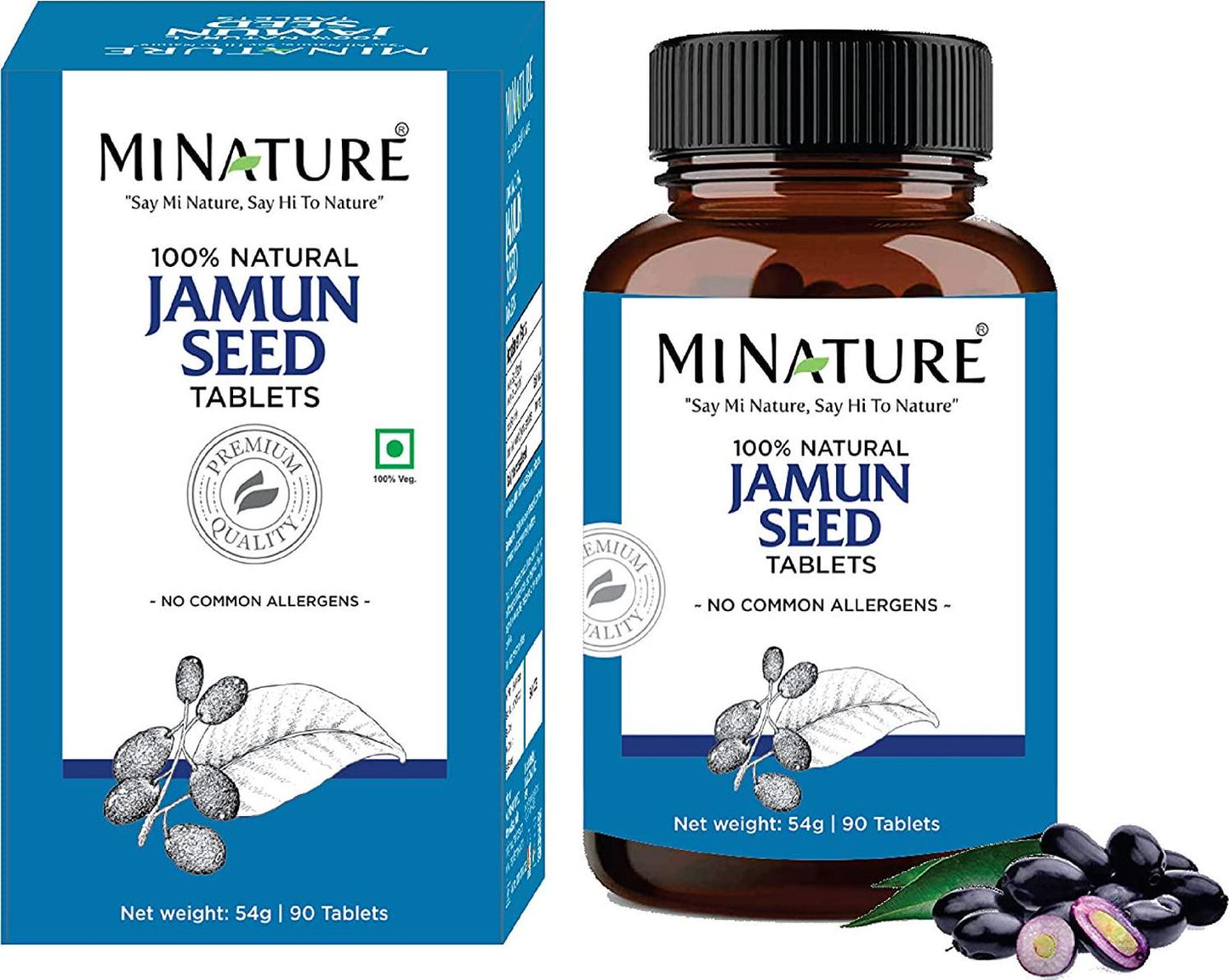 Jamun Seed Tablets by mi Nature | 90 Tablets, 1000 mg | 45 Days Supply | Jamun Tablets | Vegan | NO FILLERS | NO Binders