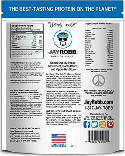 Jay Robb Whey Vanilla Isolate Protein Powder, Low Carb, Keto, Vegetarian, Gluten Free, Lactose Free, No Sugar Added, No Fat, No Soy, Nothing Artificial, Non-GMO, Best-Tasting (24 oz)