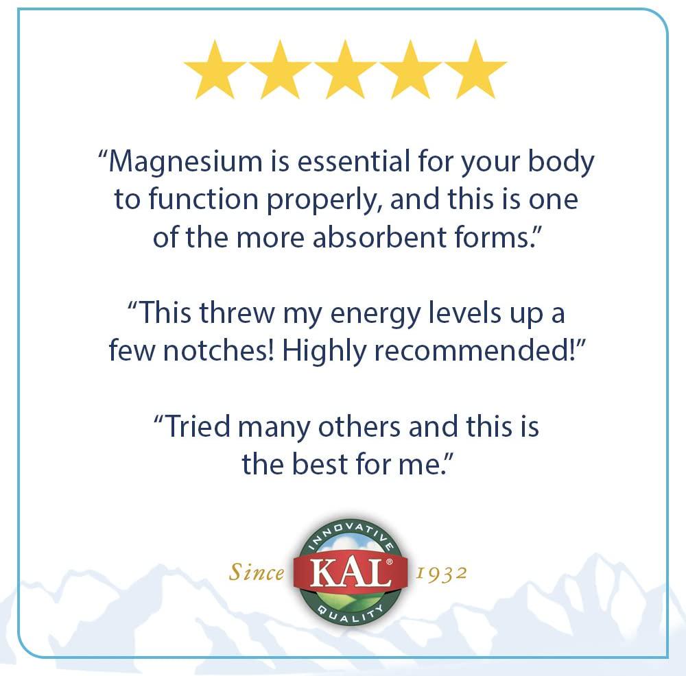 KAL Magnesium Malate 400 | Chelated with Malic Acid for Energy Production | Supports Healthy Muscle Function | 90 Vegetarian Tablets