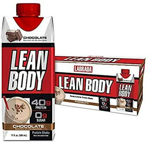 LABRADA NUTRITION - Lean Body RTD Whey Protein Shake, Convenient On-The-Go Meal Replacement Shake for Men and Women, 40 grams of Protein – Zero Sugar, Lactose and Gluten Free, Chocolate (Pack of 12)