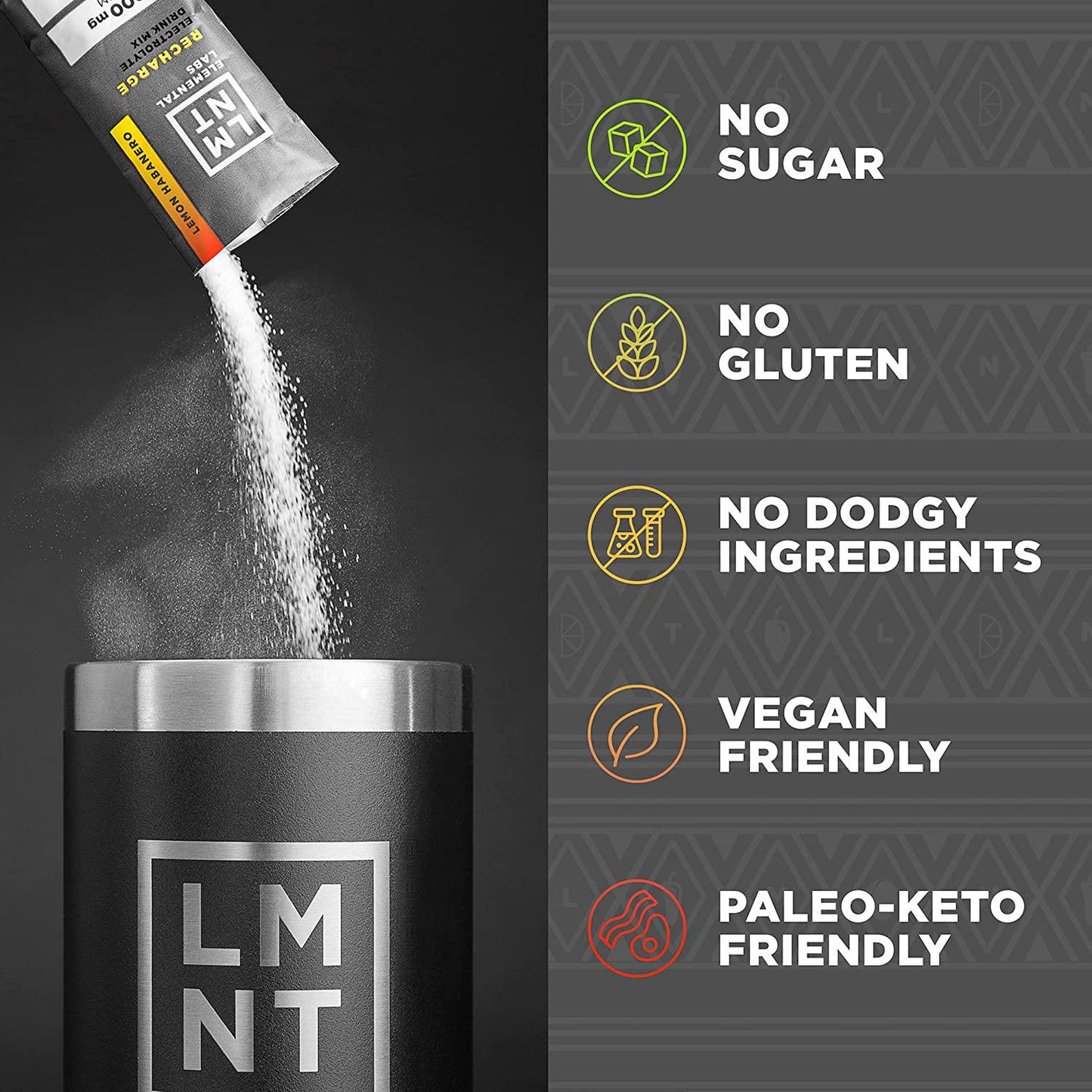 LMNT Keto Electrolyte Powder Packets | Paleo Hydration Drink Mix | No Sugar, No Artificial Ingredients | Fiesta Pack | 12 Stick Packs
