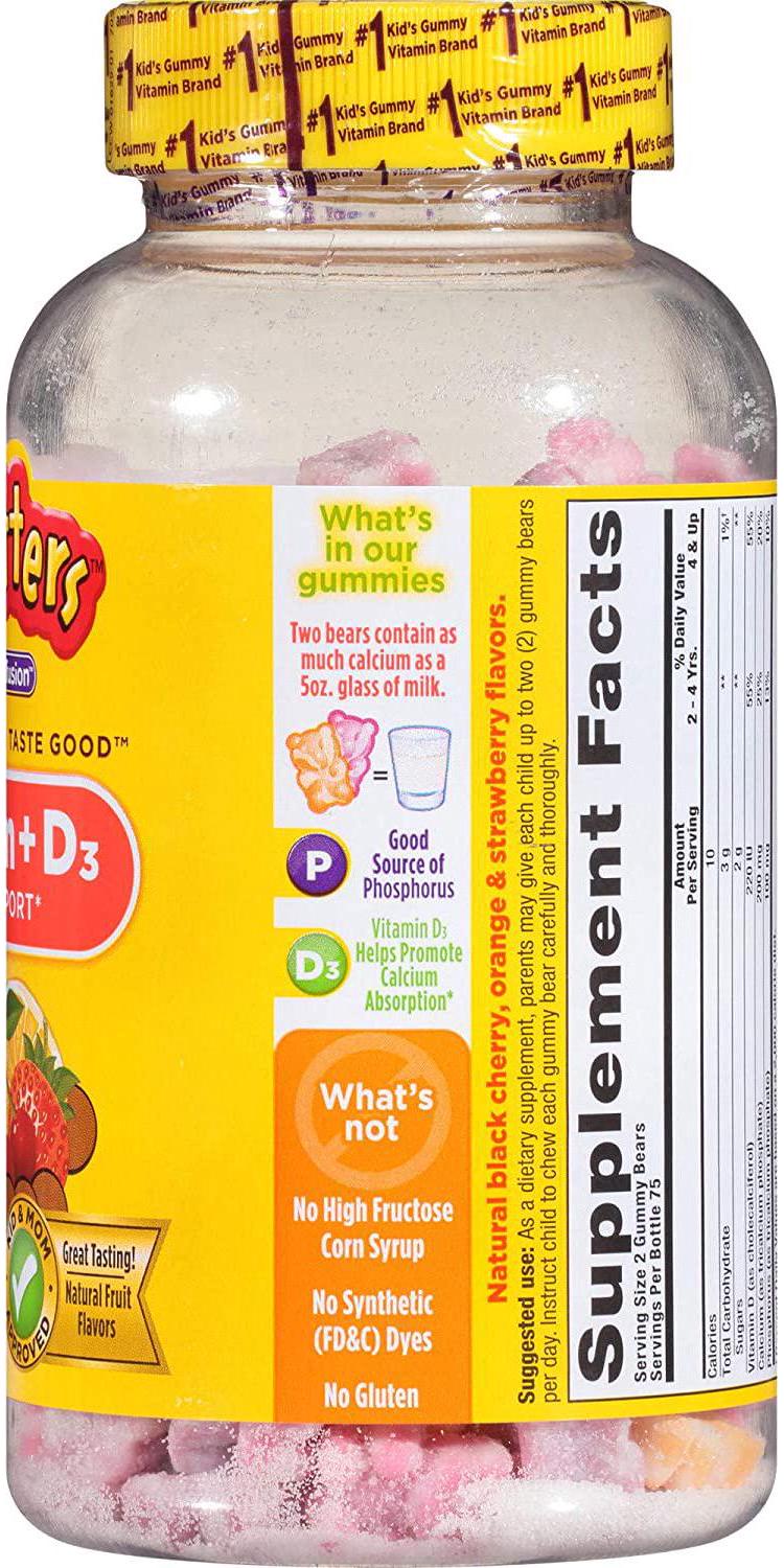 L'il Critters Kids Calcium Gummy Bears with Vitamin D3 , 150ct
