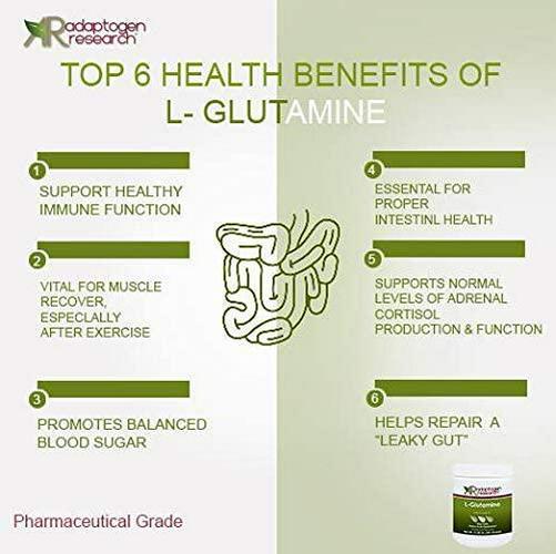 L-Glutamine Cellular Support | Free form Amino Acid Supplement | Powder | Supports Muscle Mass and Gastrointestinal Tract | 351g | Adaptogen Research | Pharmaceutical Grade Supplements