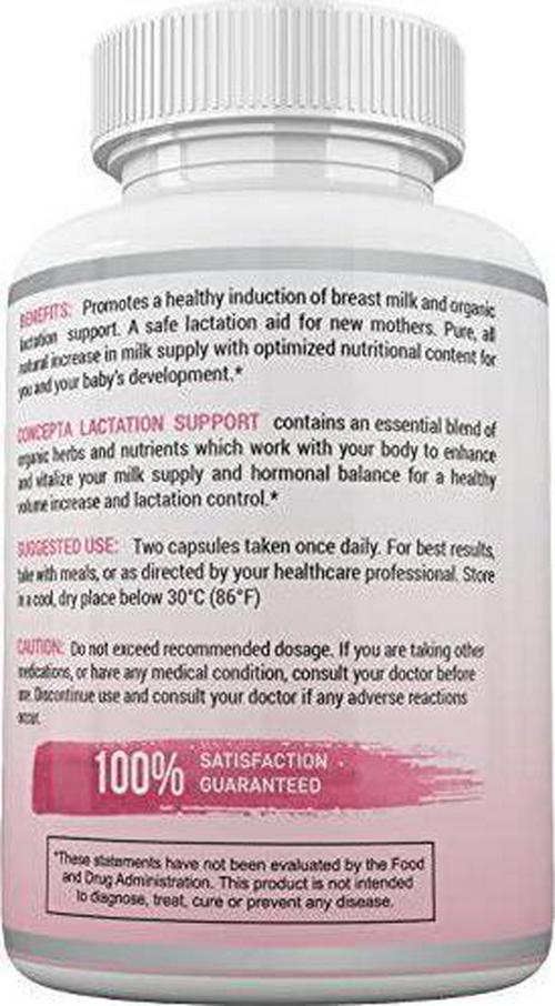 Lactation Aid Support Breastfeeding Supplement - Natural Increased Breast Milk Supply and Flow with Organic Fenugreek, Milk Thistle, and Fennel Seed - 60 Veggie Caps (30 Day Supply)