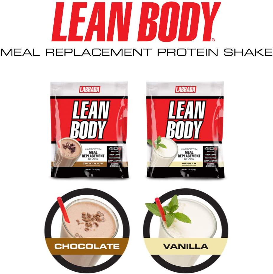 Lean Body MRP All-In-One Chocolate Meal Replacement Shake, 40g Protein, Whey Blend, 8g Healthy Fats EFA's and Fiber, 22 Vitamins and Minerals , No artificial color, Gluten Free, (42 Packets)