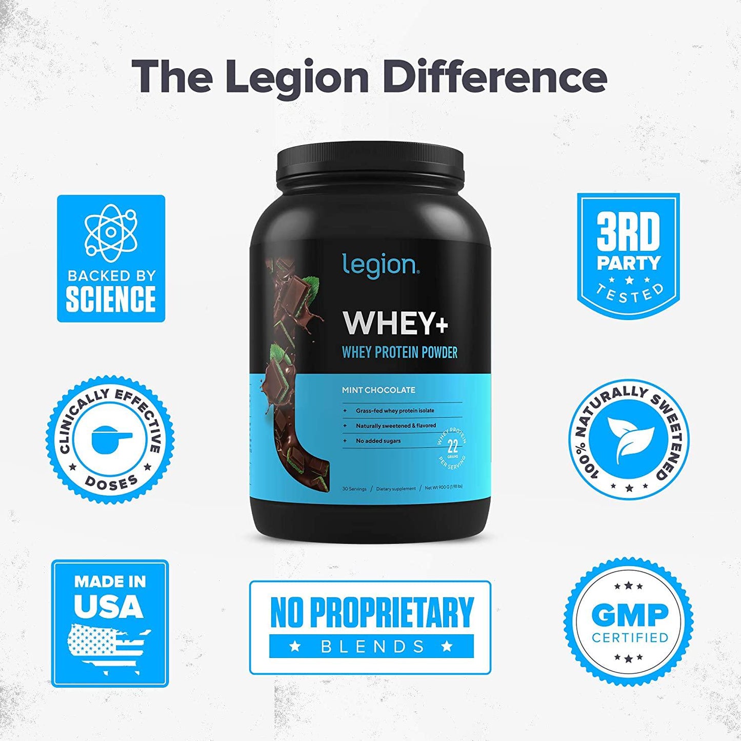 Legion Whey+ Cookies and Cream Whey Isolate Protein Powder from Grass Fed Cows, 5lb. Low Carb, Low Calorie, Non-GMO, Lactose Free, Gluten Free, Sugar Free. Great for Weight Loss and Bodybuilding.