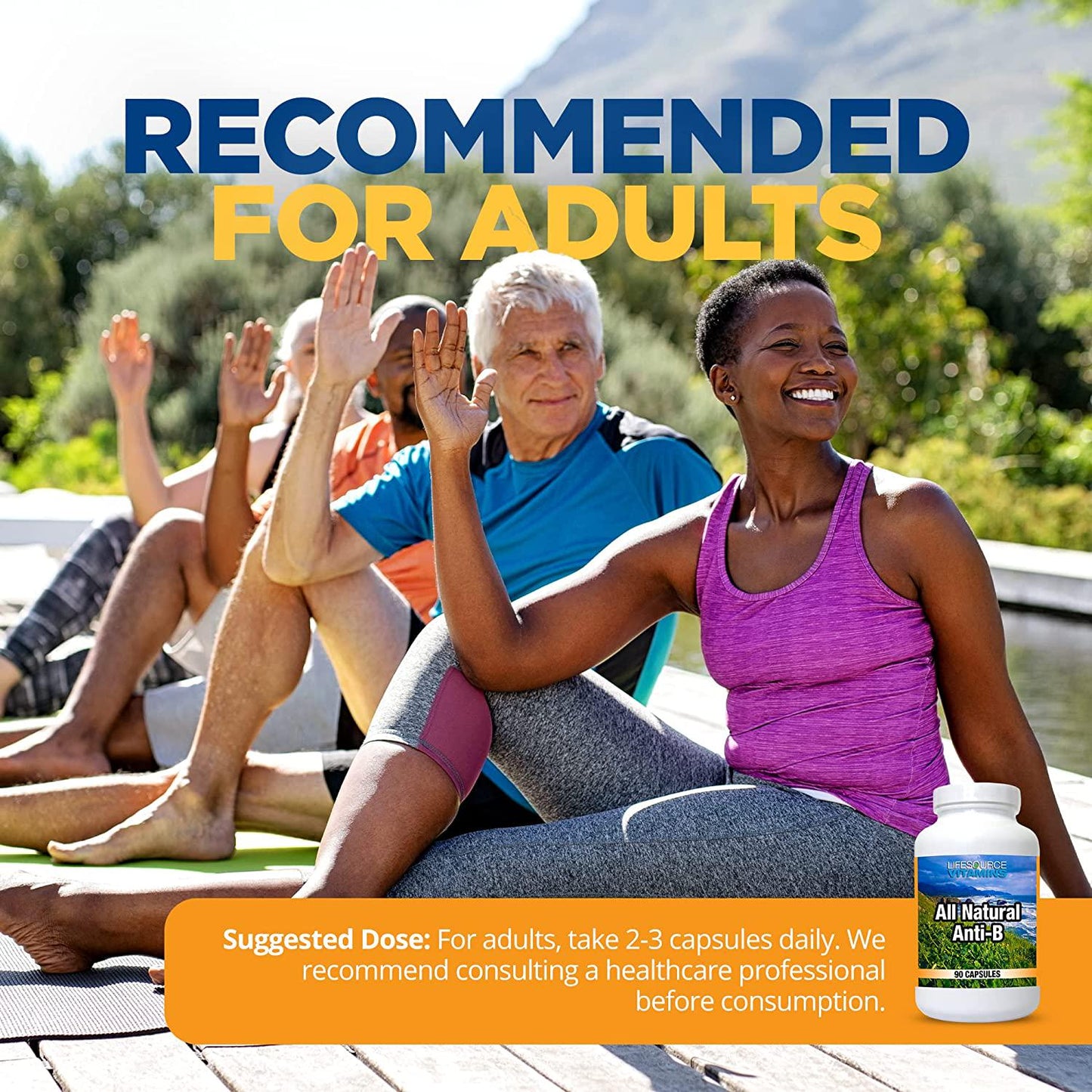 LifeSource Vitamins All Natural Anti-B for Immune Support, All Natural Wellness Formula with Echinacea and Garlic Extract, 90 Immune Defense Capsules