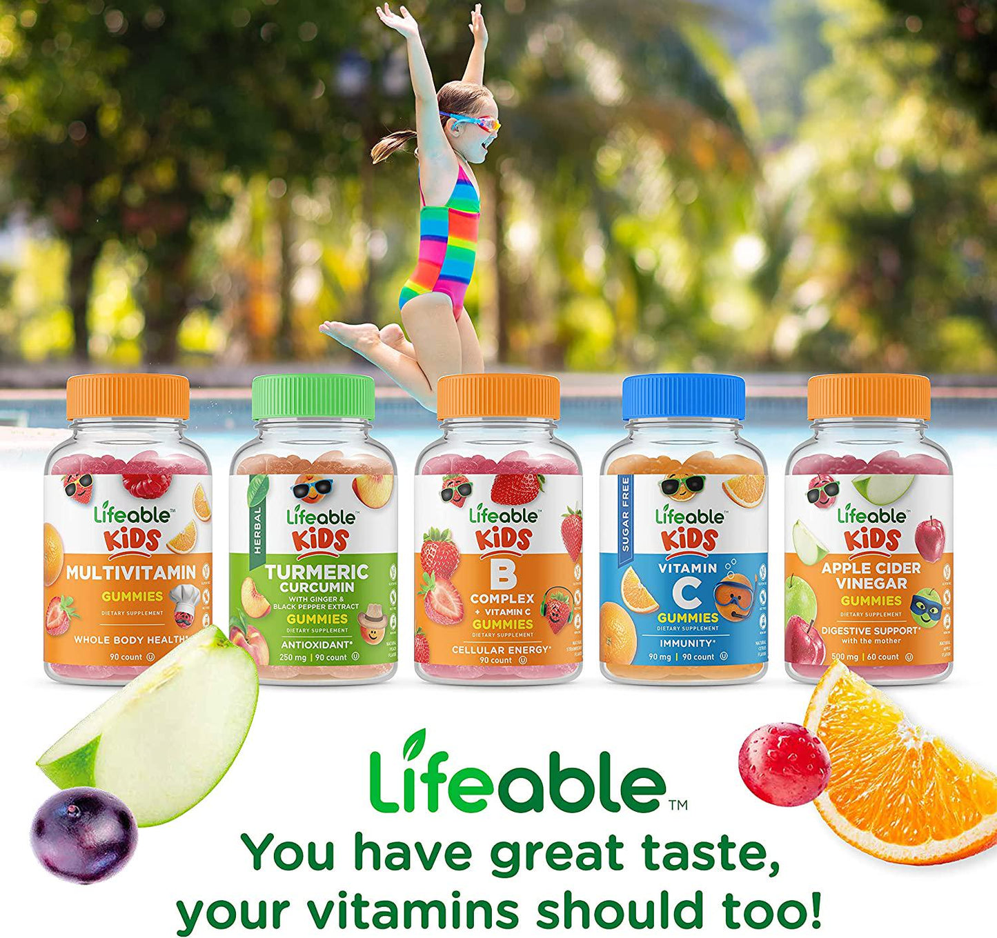 Lifeable Sugar Free Vitamin B12 for Kids 1000 mcg Great Tasting Natural Flavor Gummy Supplement Gluten Free Vegetarian GMO-Free Chewable Energy Mood Metabolism Support for Kids 90 Gummies