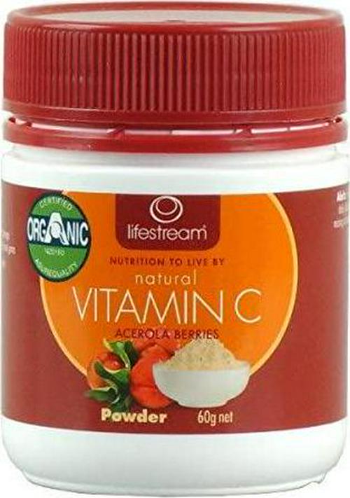 Lifestream Natural Vitamin C Antioxidant Powder Certified Organic Acerola Berry Extract 60 gm