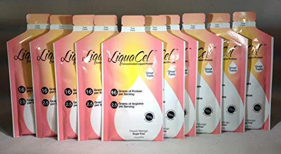 LiquaCel Liquid Protein 16g Peach Mango Collagen Whey Arginine per 1oz Serving 10 Packets