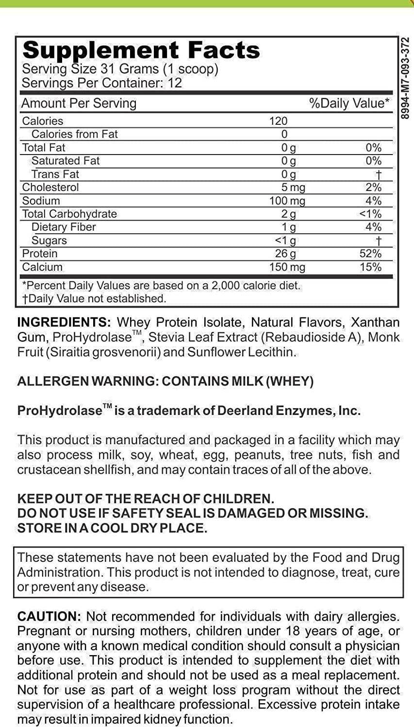 Low FODMAP Certified Protein Powder for IBS and SIBO Gluten, Soy, Sugar and Grain Free, Low Carb Whey Protein Isolate (WPI) ProHydrolase for 3X Protein Absorption Gut Friendly All Natural Non GMO Vanilla