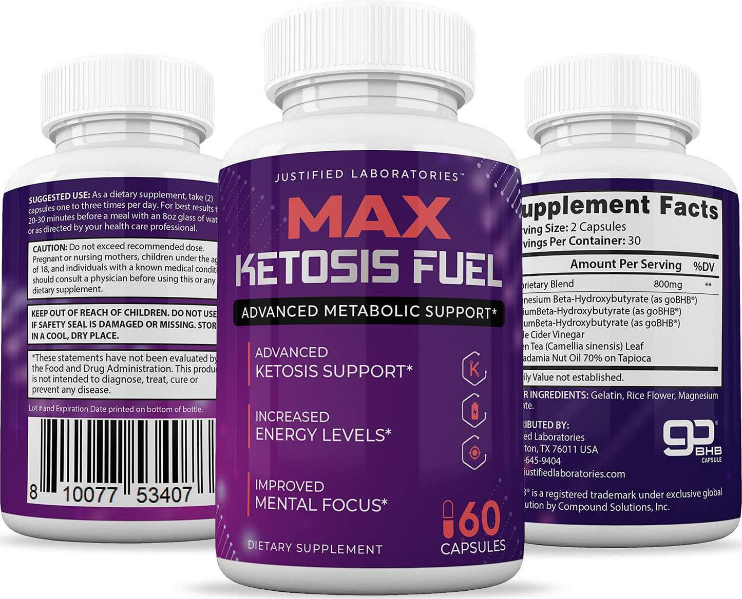 Max Ketosis Fuel Pills Includes Apple Cider Vinegar goBHB Exogenous Ketones Advanced Ketogenic Supplement Ketosis Support for Men Women 60 Capsules