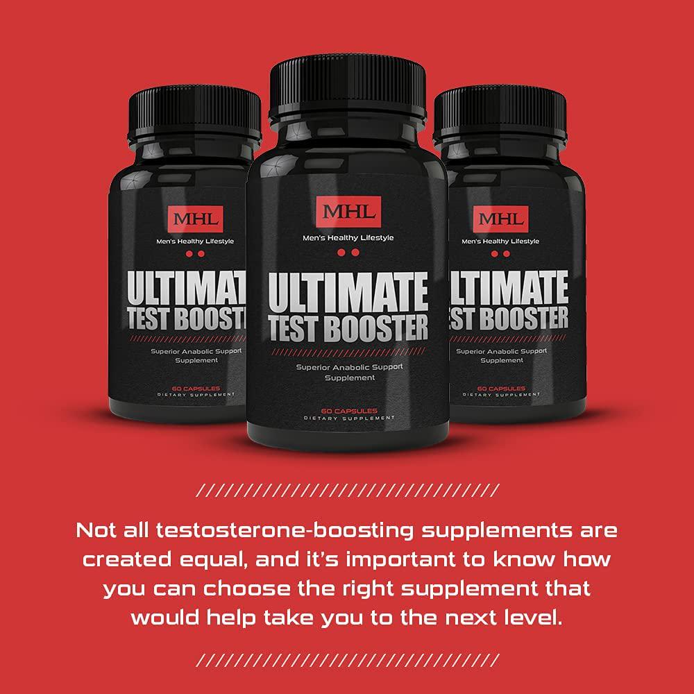 Men's Healthy Lifestyle Ultimate Test Booster - Drive, Energy and Strength Supplements - Made in The USA - 60 Caps