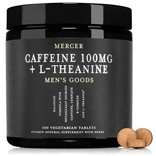 Mercer Men s Goods: Caffeine 100mg + L-Theanine Caffeine Pills, Natural Energy and Focus Supplement for Men