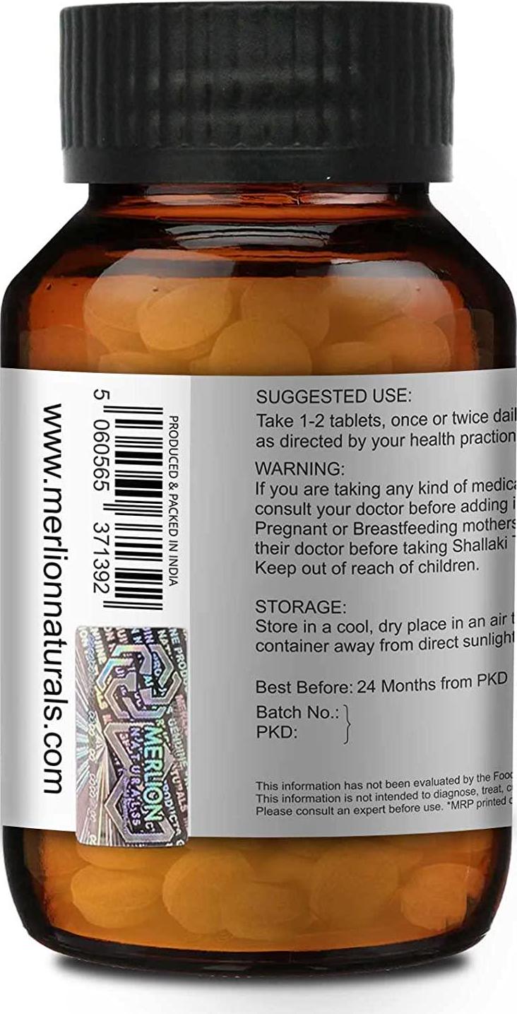 Merlion Naturals Shallaki Tablets Boswellia serrata, All Natural, Pure Herbs 500mg x 120 Tablets