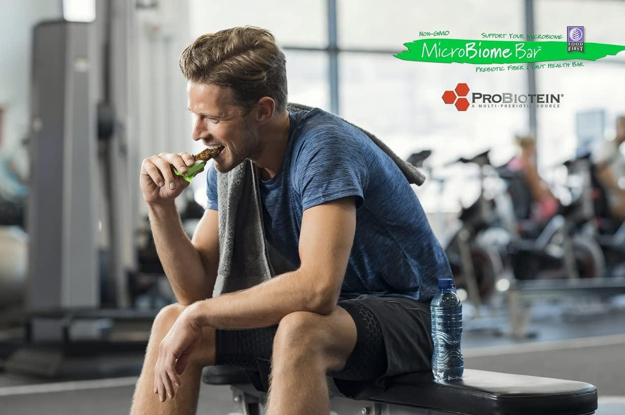 MicroBiome Bar, Prebiotic Fiber and Gut Health Bar, 1.4 oz, 12 Pack (Razz-Apple Almond)