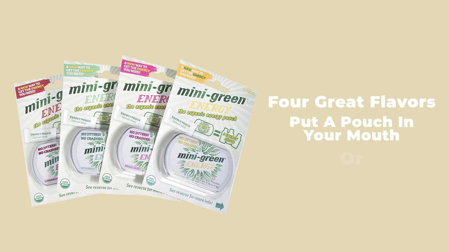 Mini-Green Energy Natural, Organic Energy Boost Pouches, 4-Flavor Sample Pack, 4-Pack