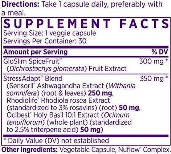 NAOMI GloSlim SpiceFruit, Non-Stimulant Weight Management Supplement and Stress Support - with GloSlim SpiceFruit and Sensoril Ashwagandha - 30 Veggie Capsules Metabolism Booster