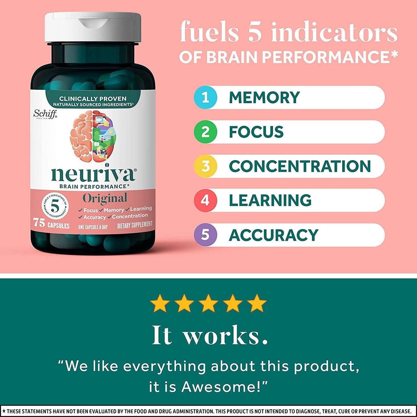 NEURIVA Original Grape Gummies (50ct) Phosphatidylserine, Gluten Free, Decaffeinated - Supports Focus, Memory, Learning, Accuracy and Concentration (Pack of 2)