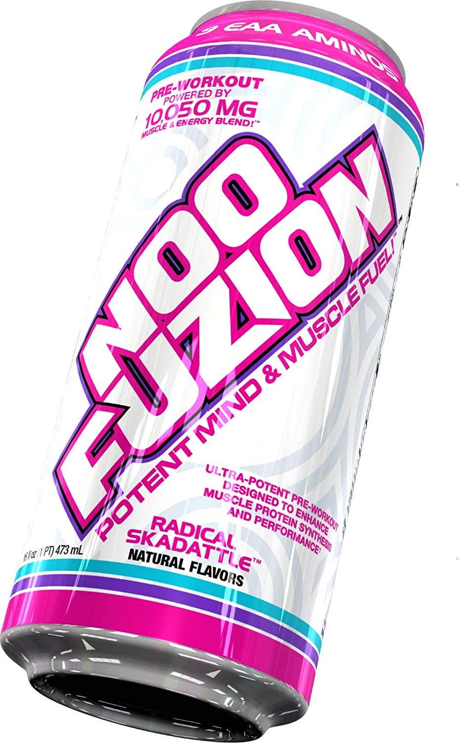 NOO Fuzion PreWorkout Energy Drink with 9 EAA Aminos Radical Skadattle (12 Drinks)