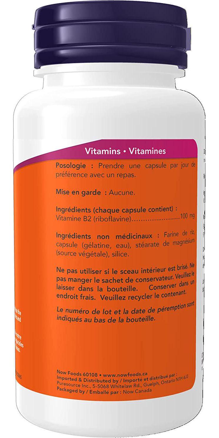 NOW B-2 Riboflavin 100mg, 100 Capsules