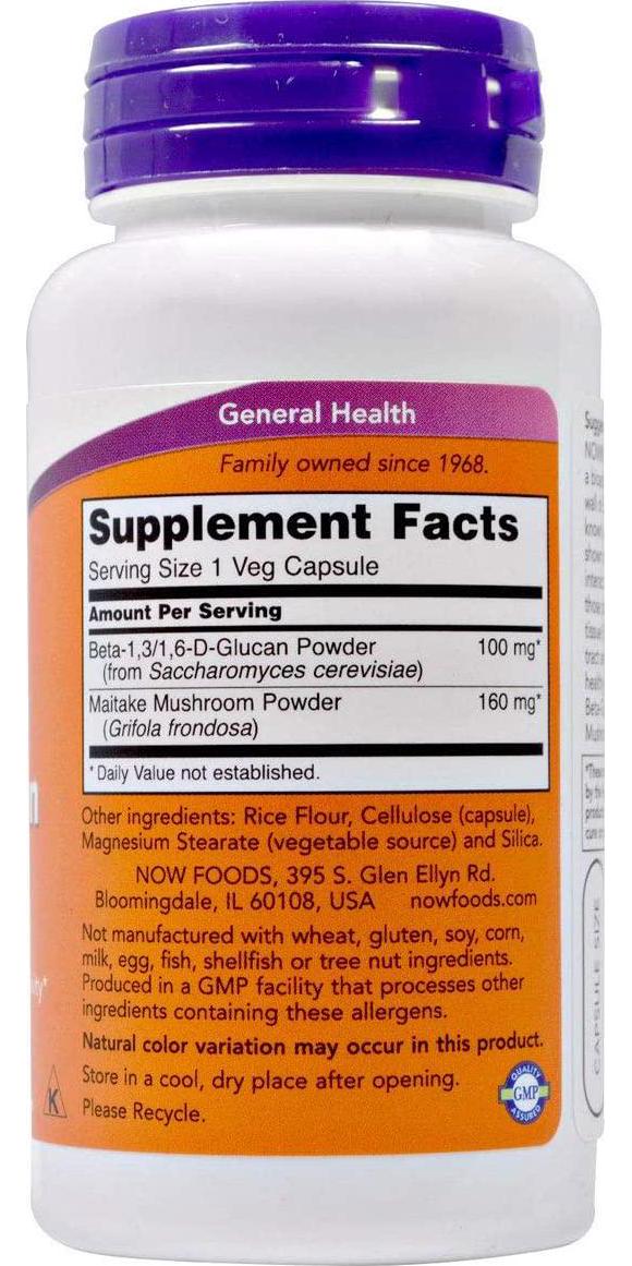 NOW FOODS Beta 1.3 1.6 Glucan vc, 90 Count