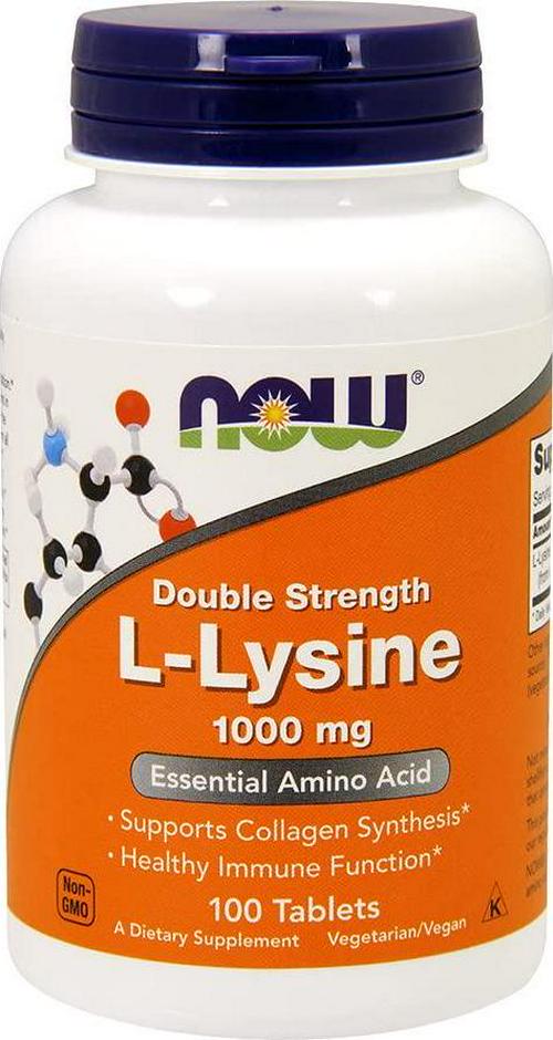 NOW Foods L-lysine 1000mg, 100 Tablets (Pack of 2)