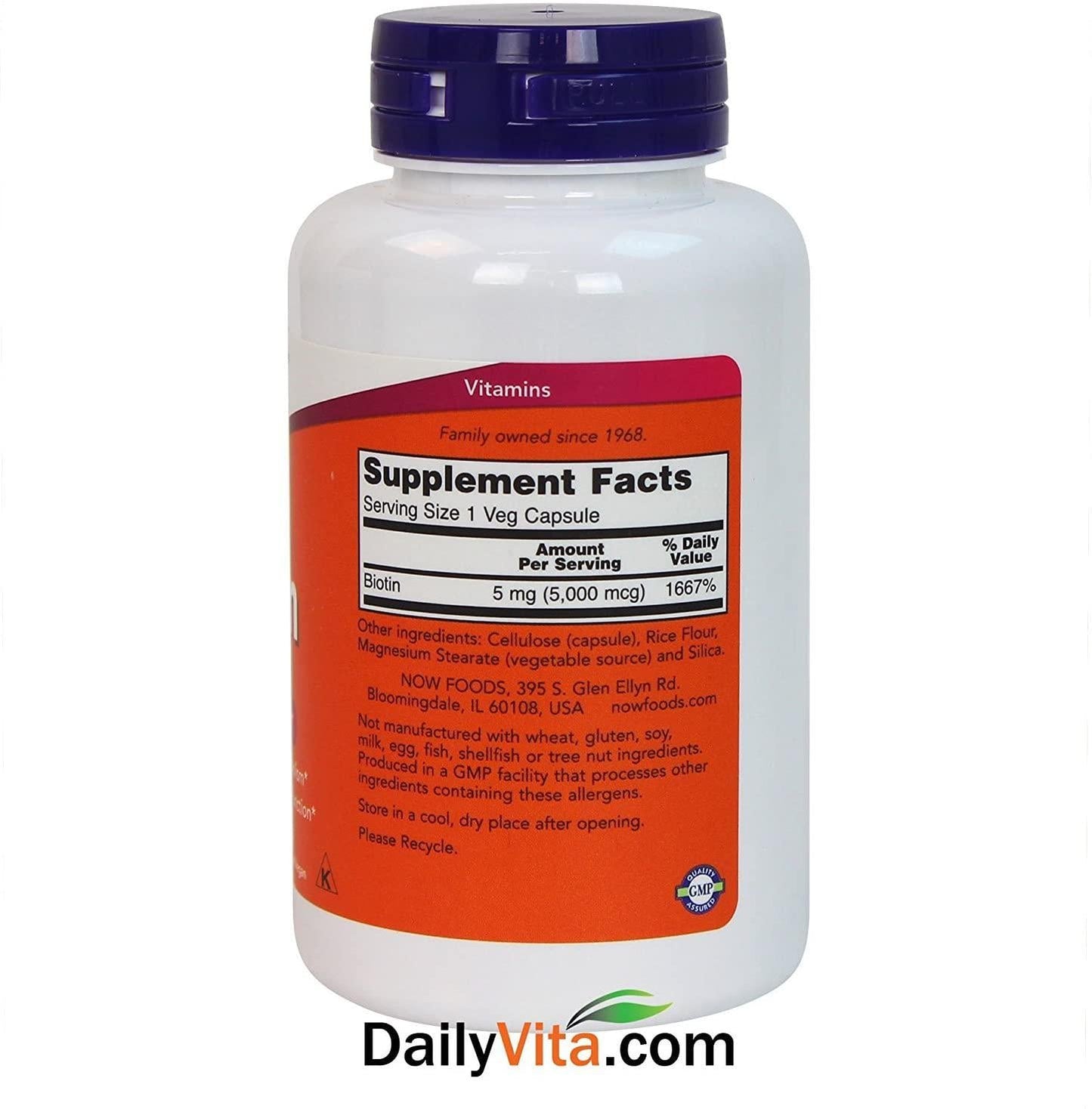 NOW Foods by Now Biotin Energy Production 5000 mcg- 120 Vcaps