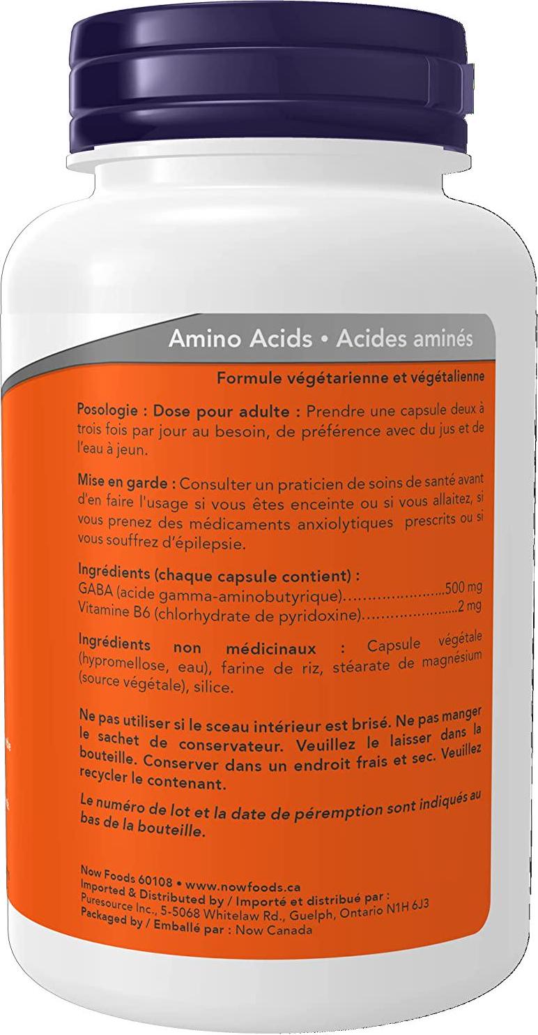 NOW Gaba 500mg, 100 Veg Capsules