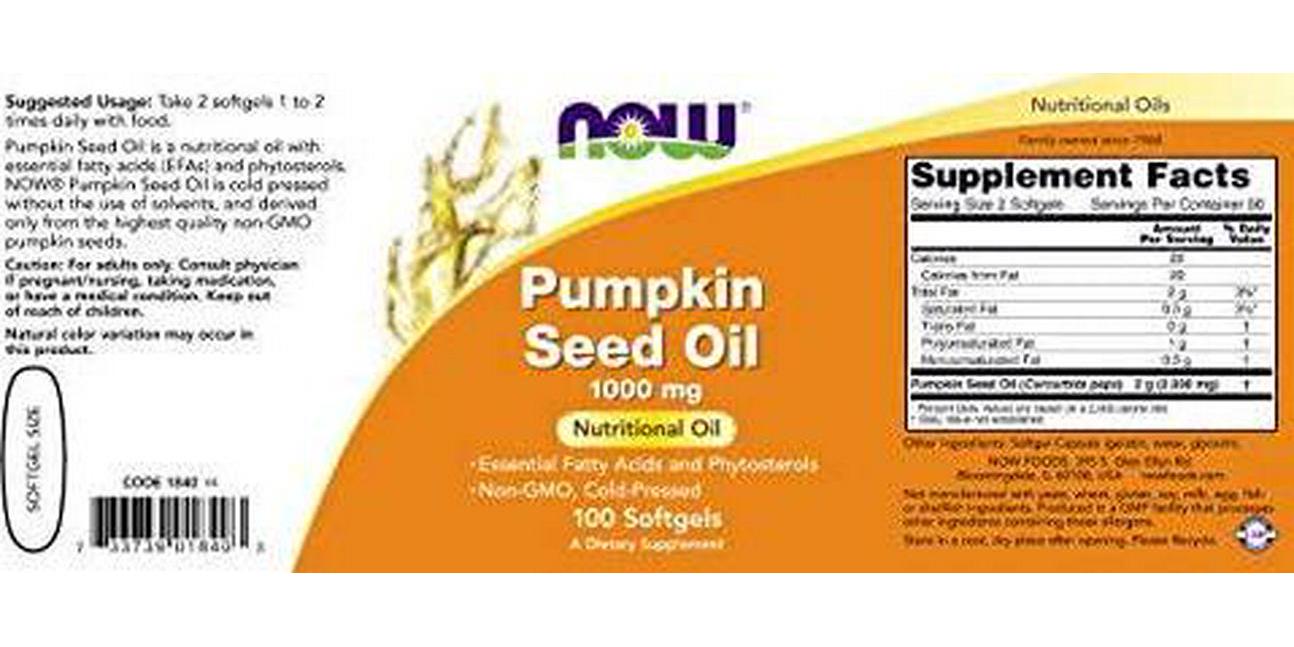 NOW Pumpkin Seed Oil 1000 Mg 100 Softgels