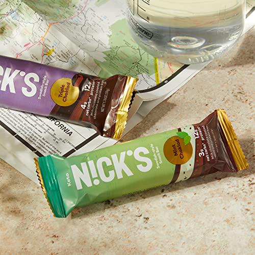 N!CK S Keto Snack Bar, Triple Chocolate, Low Net Carbs, High Protein, No Added Sugar, 5g Collagen, Low Carb Protein Bar, Low Sugar Meal Replacement Bar, Keto Snacks, 12-Count