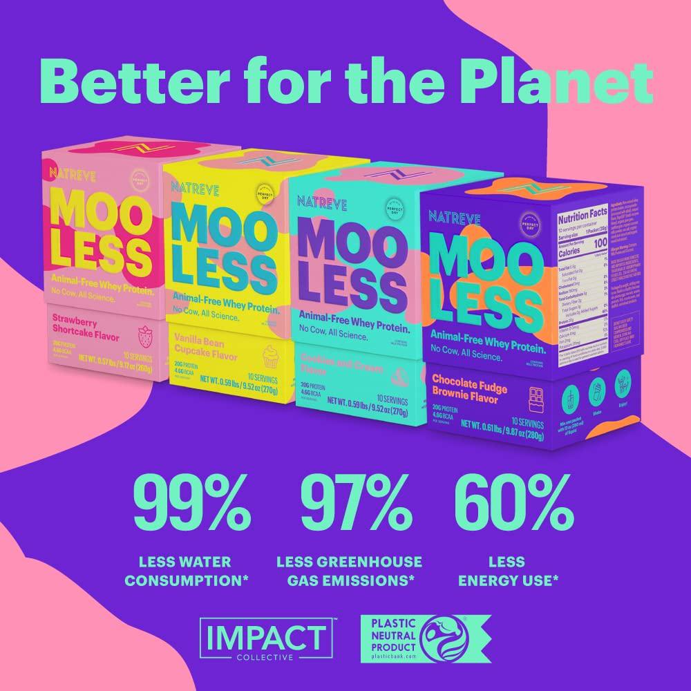 Natreve MOOLESS Animal Free Whey Protein Powder - 20g Lactose Free Protein Powder with Amino Acids - Gluten Free Cookies and Cream, 10 Servings