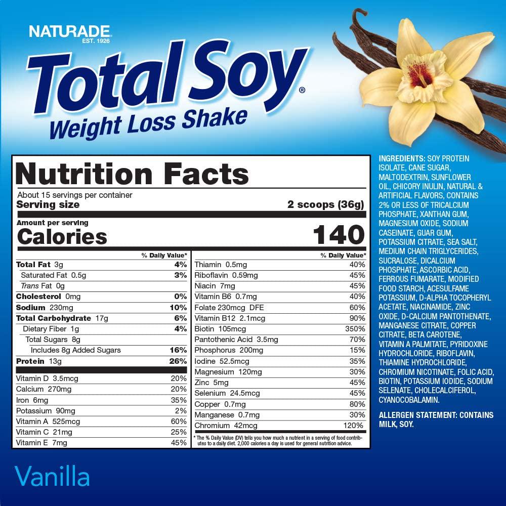 Naturade Total Soy Protein Powder and Meal Replacement Shakes For Weight Loss, Vanilla (15 Servings)